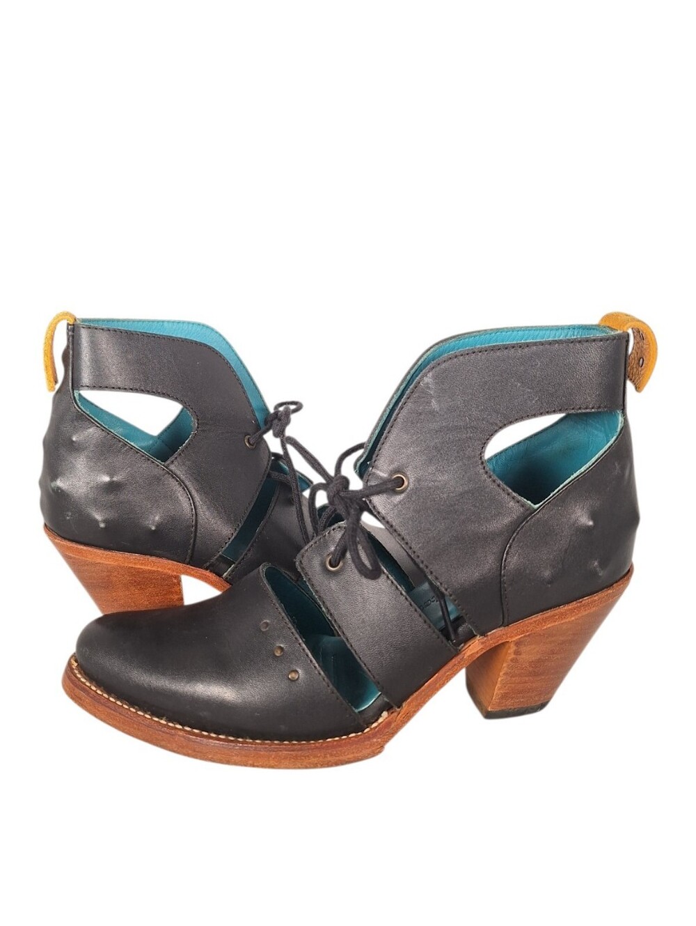 PS Kaufman No.1054 ALLEY Cutout Desert Boot Black Womens 8.5 Western Goth Boho